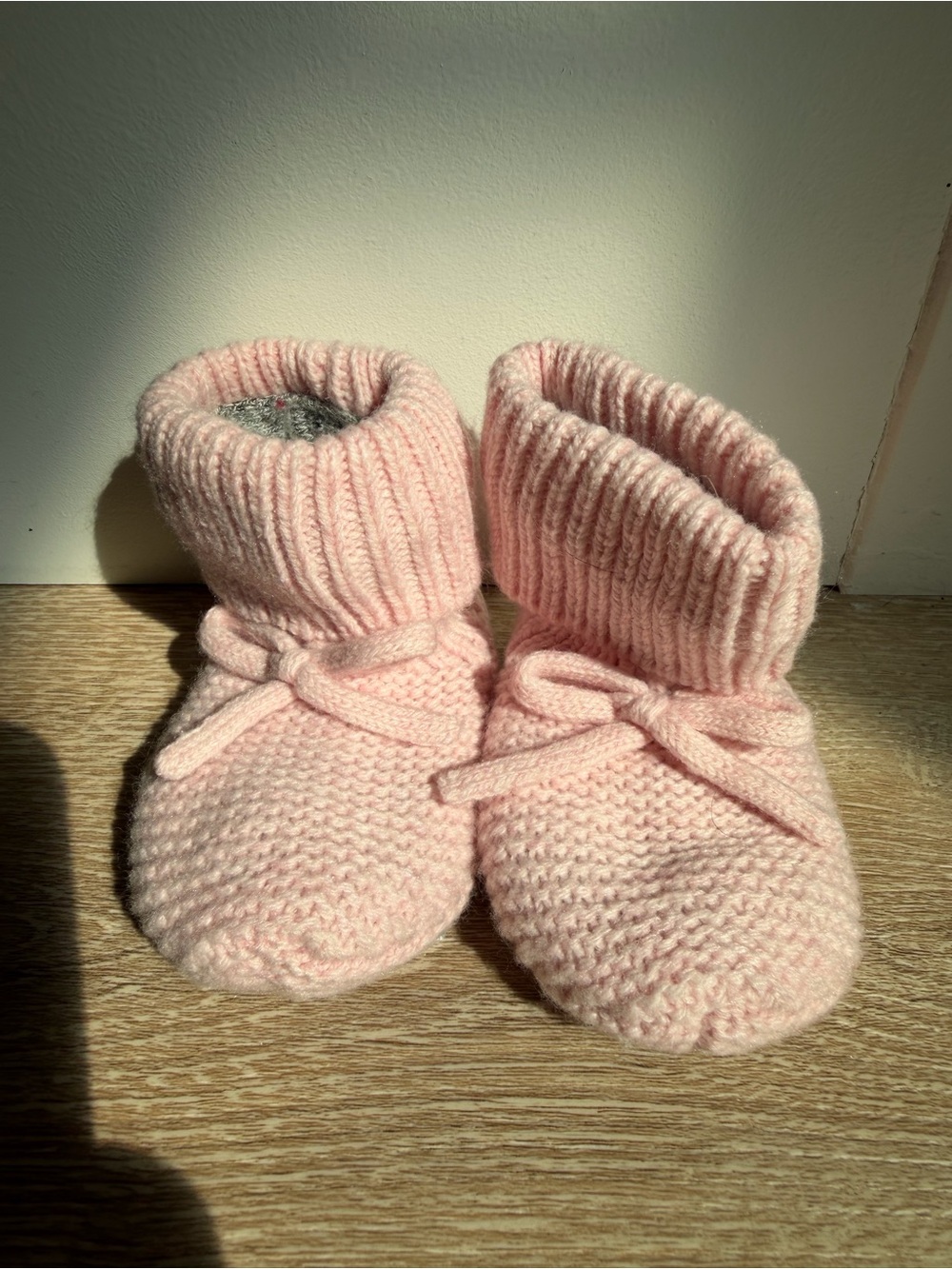 Bombas Pink Knit Baby Booties with Ties
